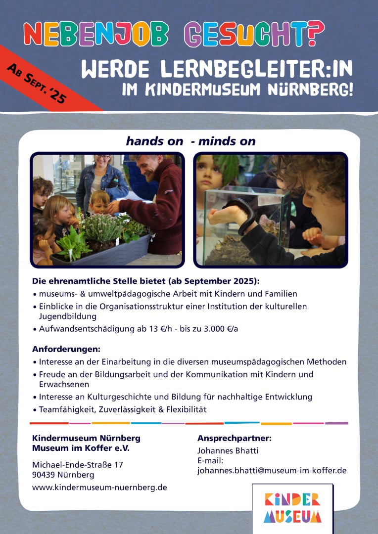 Jobbeschreibung Lernbegleiter beim Kindermuseum ab September 2025